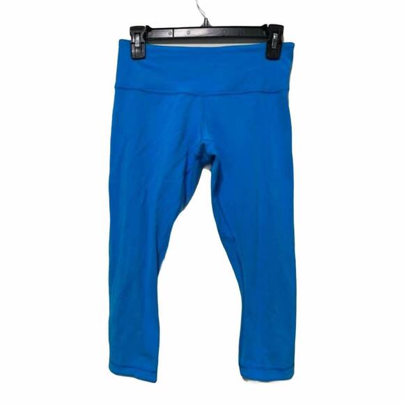Lululemon Blue Reversible Crop Leggings Size 6 - Picture 1 of 5